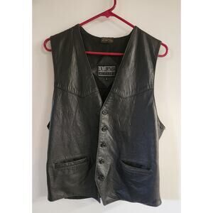 LA Leather Motorcycle Vest Mens Black Classic Riding Biker Vest Western sz S